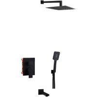 Душевой комплект AQG Bold 19BOLEC32105 250 мм, со смесителем, черный матовый