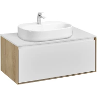 Тумба с раковиной дуб эльвезия/белый глянец 89 см Акватон Либерти 1A2799K5LY010