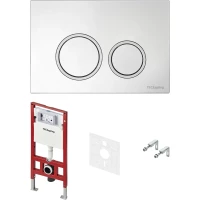 Инсталляция для унитаза Tece TECEspring R S401101 с кнопкой смыва, хром