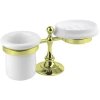 Стакан для зубных щеток с мыльницей Cezares Olimp OLIMP-STT-03/24-M настольный, золотой