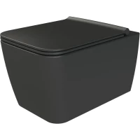 Унитаз подвесной Boheme Zen 967-SET-2-B безободковый, с функцией биде, с сиденьем микролифт, черный матовый