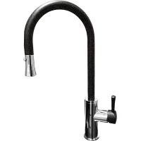 Смеситель для кухни GranFest 7652 с выдвижным изливом, черный