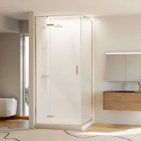 Душевой уголок Veconi Rovigo RV073RG/L-9080-06-C4 90x80 см L, профиль золотой матовый, стекло дождь