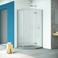 Душевой уголок Vegas Glass AFA-Pen Retta 100 07 Moru R 100x100 см R, профиль матовый хром, стекло рифленое