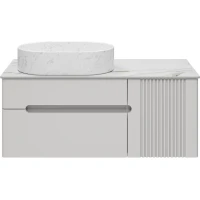 Тумба с раковиной Brevita Pallisandro PAL-50100-501П2Я +  PA01-100 + MU0055B-MWM 100 см L, подвесная, со столешницей, серый матовый