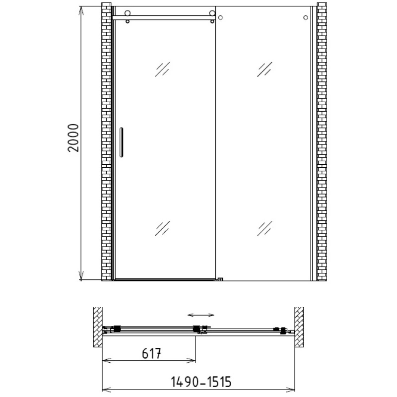 Душевая дверь 150 см Gemy Modern Gent S25191BR прозрачное