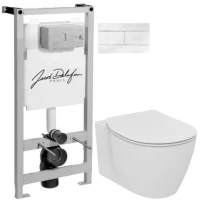 Комплект подвесной унитаз Ideal Standard Connect E771801 + E772401 + система инсталляции Jacob Delafon E5504-NF + E4316-00