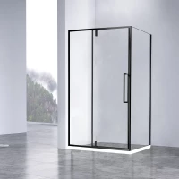 Душевой уголок Vincea Slim-N VSR-4SNP9010CLB 100x90 см, профиль черный матовый, стекло прозрачное