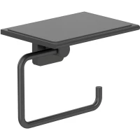 Держатель туалетной бумаги Kludi Vela S 25971N2 с полкой для телефона, оружейная сталь матовый