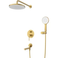 Душевой комплект Cezares Relax RELAX-VDSET-BORO 220 мм, со смесителем, золотой матовый