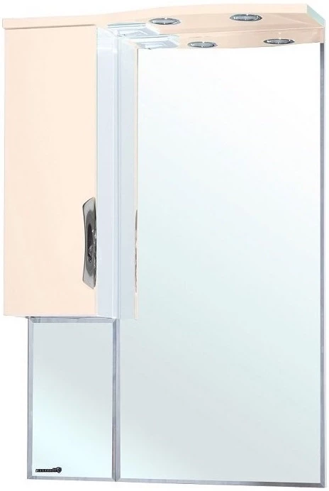 Зеркальный шкаф 65x100 см бежевый глянец/белый глянец L Bellezza Лагуна 4612110002070 зеркальный шкаф runo римини 75х75 правый бежевый 00 00001280