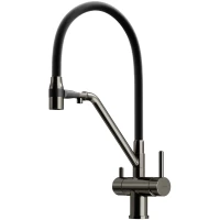 Смеситель для кухни Sancos Dora SC4003GG с подключением к фильтру, гибким изливом, вороненая сталь