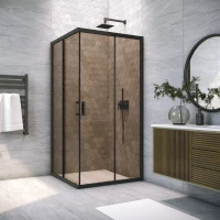 Душевой уголок Vegas Glass ZA NOVO h2000 100 02M 05 100x100 см, профиль черный матовый, стекло бронза