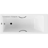Ванна чугунная Vinsent Veron Tampa VTP1707042H/E60327CH-AS 170x70 см, с ручками, антискользящим покрытием, белый