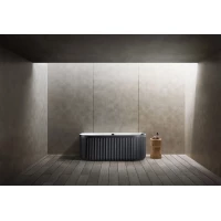 Ванна из литьевого мрамора Abber Leipzig AM9916BW 170x80 см, белый матовый/черный матовый