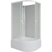 Душевая кабина Niagara Promo P120/90/40L/MT/BK 120x90x195 см L, без крыши, высокий поддон, профиль белый, стекло матовое