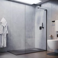 Душевая перегородка Veconi Korato KR77B-70-01-C8 70 см, профиль черный матовый, стекло прозрачное