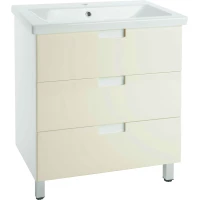 Тумба с раковиной бежевый глянец/белый глянец 89,5 см Bellezza Пегас 4630415140075 + 5902115715303