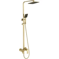 Смеситель для ванны Fmark FS8645C с душевым гарнитуром, золотой матовый
