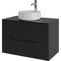 Тумба с раковиной Orange Line Li-80TubMDF+B09-360W 80,2 см, подвесная, со столешницей, черный матовый