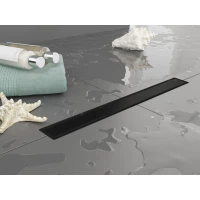 Душевой трап (лоток) Plumberia Selection Linear PSL80NO 80 см, с решеткой, 2 в 1 под плитку, черный матовый
