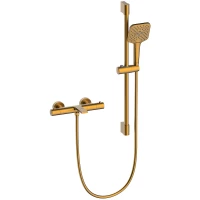 Термостат для ванны Lemark Valday LMF-8142B-BRG с душевым гарнитуром, золотой матовый