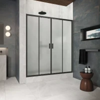 Душевая дверь Vegas Glass Z2P Protec 200 02M 10 200 см, профиль черный матовый, стекло сатин