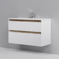 Тумба с раковиной белый глянец 100 см Am.Pm X-Joy M85AFHX1002WG + M85AWCC1002WG