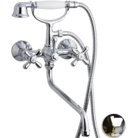 Смеситель для ванны Emmevi Deco Classic 12011CM25/CO универсальный, с душевым гарнитуром, хром/золотой