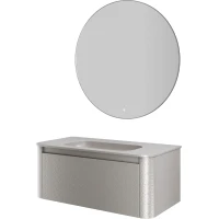 Комплект мебели Armadi Art Voi Stonefinish Stonegrey 782-100-SF-SG + 786-100-SF-SG без отв. + 545-100-CR 102 см, подвесной, светло-серый камень матовый