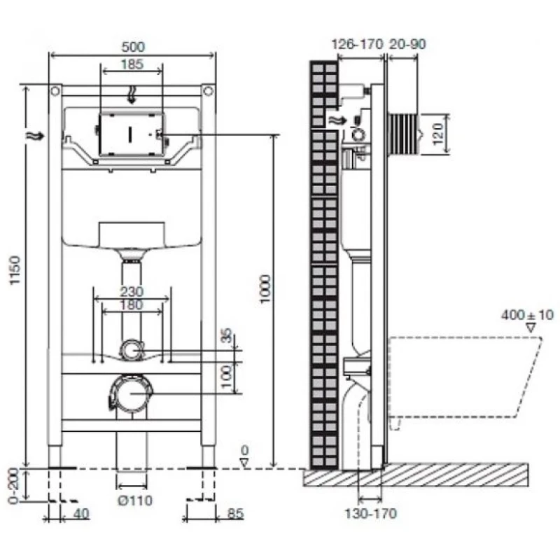 Комплект подвесной унитаз Villeroy & Boch Legato 5663RS01 + система инсталляции Jacob Delafon E5504-NF + E4316-CP