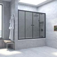Шторка на ванну Vegas Glass Z2V NOVO 160 02M 07 160 см, профиль черный матовый, стекло графитовое