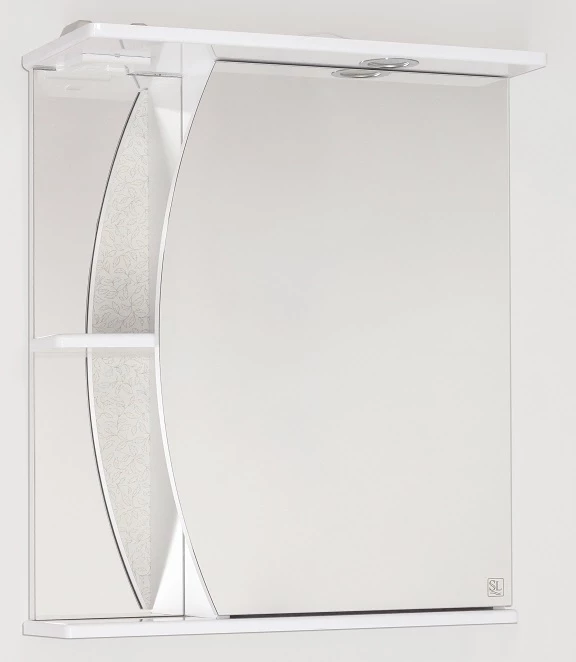 Зеркальный шкаф 60x73 см белый глянец Style Line Камелия ЛС-00000122 зеркальный шкаф 60x73 см белый глянец style line волна лс 00000121