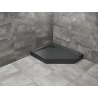 Душевой поддон Radaway Doros PT E Compact Stone Black SDRPTP9080-05-54SL 90x80 см L, акриловый, пятиугольный, черный
