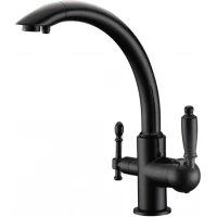 Смеситель для кухни Zorg ZR 314 YF-33 BLACK с подключением к фильтру, черный