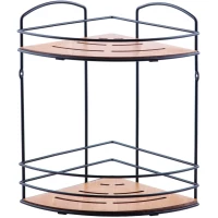 Полка для ванной Tekno-tel BK074B 21x21 см, угловая, двойная, черный матовый