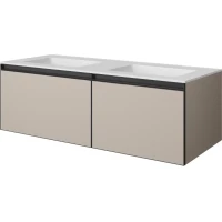 Тумба с раковиной Armadi Art Quatro Daphne 790-M2-140(70+70)-D-A + 793-140-2-W 141 см, подвесная, бежевый матовый