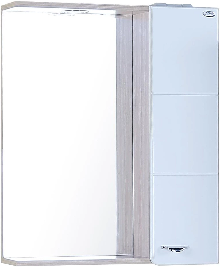 Зеркальный шкаф 58x71,6 см белый глянец/ясень шимо R Onika Стиль 205833 лдсп шкаф купе агат ясень шимо