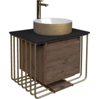 Тумба с раковиной дуб веллингтон/золотой 70 см Grossman Винтаж 107008 + GR-5010GW