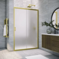 Душевая дверь Vegas Glass ZP Novo h2000 140 03 10 140 см, профиль золотой матовый, стекло сатин