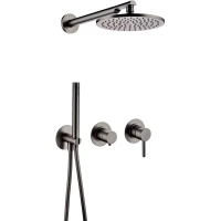 Душевой комплект Grocenberg GB5090BG 200 мм, со смесителем, графит