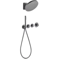 Душевой комплект Grocenberg GB5020BG 320 мм, с термостатом, графит 