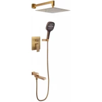 Душевой комплект Hansberge H6075BR 300 мм, со смесителем, бронза