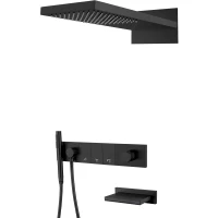 Душевой комплект Boheme Zodiac 132-2-B 230 мм, со смесителем, черный матовый