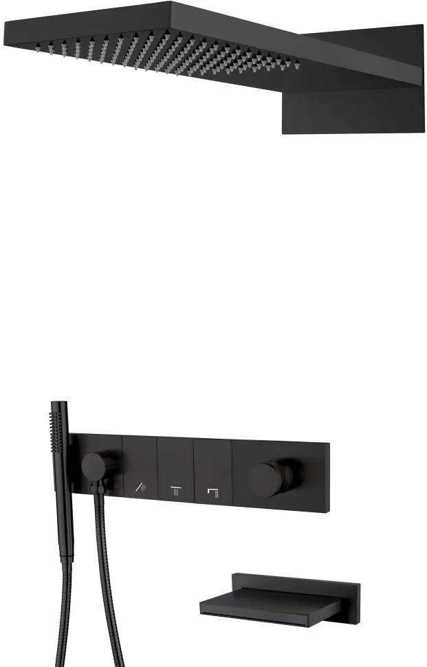 

Душевой комплект Boheme Zodiac 132-2-B 230 мм, со смесителем, черный матовый