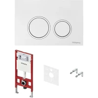 Инсталляция для унитаза Tece TECEspring R S401103 с кнопкой смыва, белый глянец/хром/белый глянец
