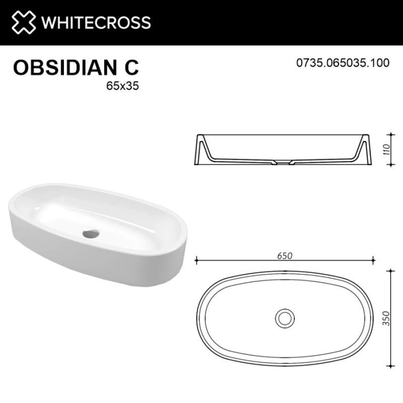 Раковина 65x35 см Whitecross Obsidian C 0735.065035.100