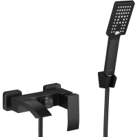 Смеситель для ванны Fmark FS8624H с душевым гарнитуром, черный матовый