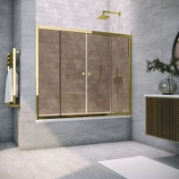 Шторка на ванну Vegas Glass Z2V TUR NOVO 165 09 05 165 см, профиль золотой, стекло бронза