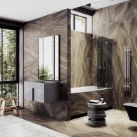 Шторка на ванну MaybahGlass MGV-659-4 69 см, профиль хром, стекло графитовое